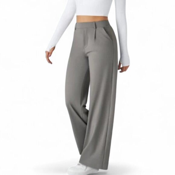 Halara Flex High Waisted Pocket Straight Work Pants - Silent Storm (Gray) - LP - Picture 1 of 11
